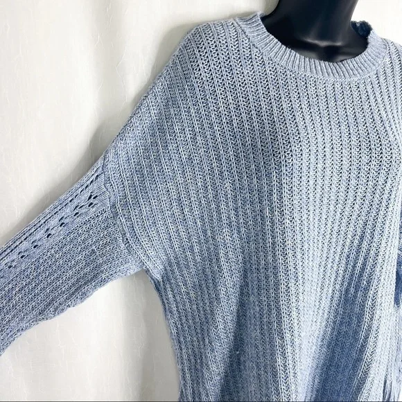 AMERICAN EAGLE Oversized Baby Blue Knit Crew Neck Sweater - Picture 12 of 16
